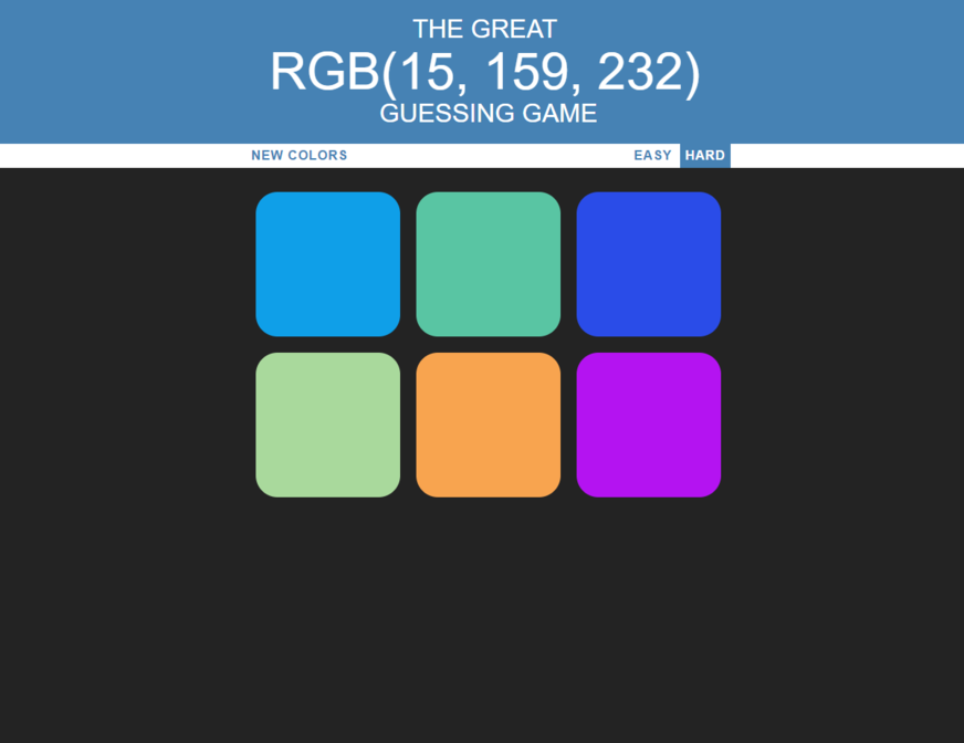 Photo of RGB Guessing Game website deployed